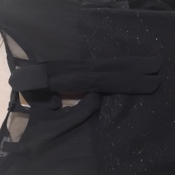 Sheer sparkle top with keyhole bow tie back and sheer panel neck and hem - Picture 8 of 8